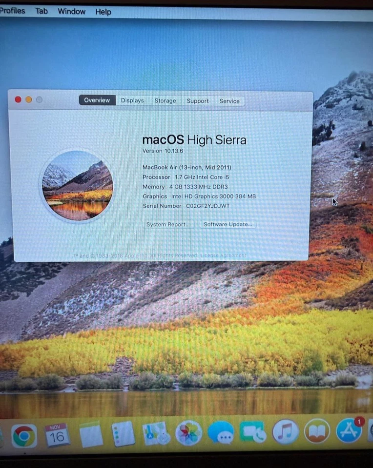 Apple MacBook Air 13-inch A1369 EMC 2469 1.7GHz i5, 4GB, SSD - Image 4 of 4