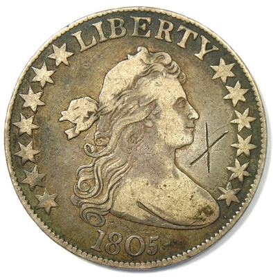 #ad 1805 Draped Bust Half Dollar 50C Coin VF Details Rare Early Date $695.00