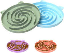 Slow Feeder Cat Bowl Silicone Spiral Puzzle Dish Anti Gulp Pet Food Bowl Durable