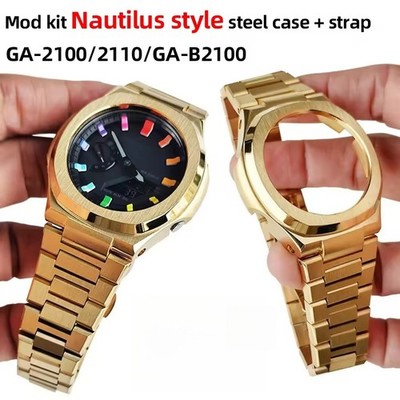 Luxury Stainless Steel Case Bezel Band Mod Kit For Casioak GA2100/2110/GAB2100