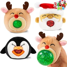 3 PCS Christmas Squeeze Plush Stress Balls Cute Fidget Toys Party Favors Kids