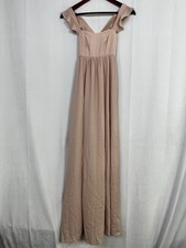 Show Me Your Mumu Maxi Dress The June Taupe Chiffon Pink Ruffle Wedding XXS