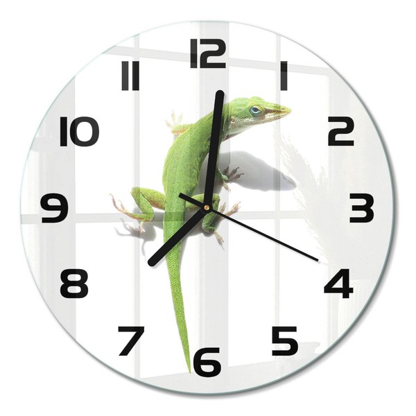 Dekorative Wanduhr Mit FließEnden Zeigern GrüNe Eidechse Schwarze Zeiger Fi30 Cm-image