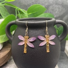 2 Gold-tone Dragonfly Earring Set Boho Retro Drop Dangle New Free Ship B6778