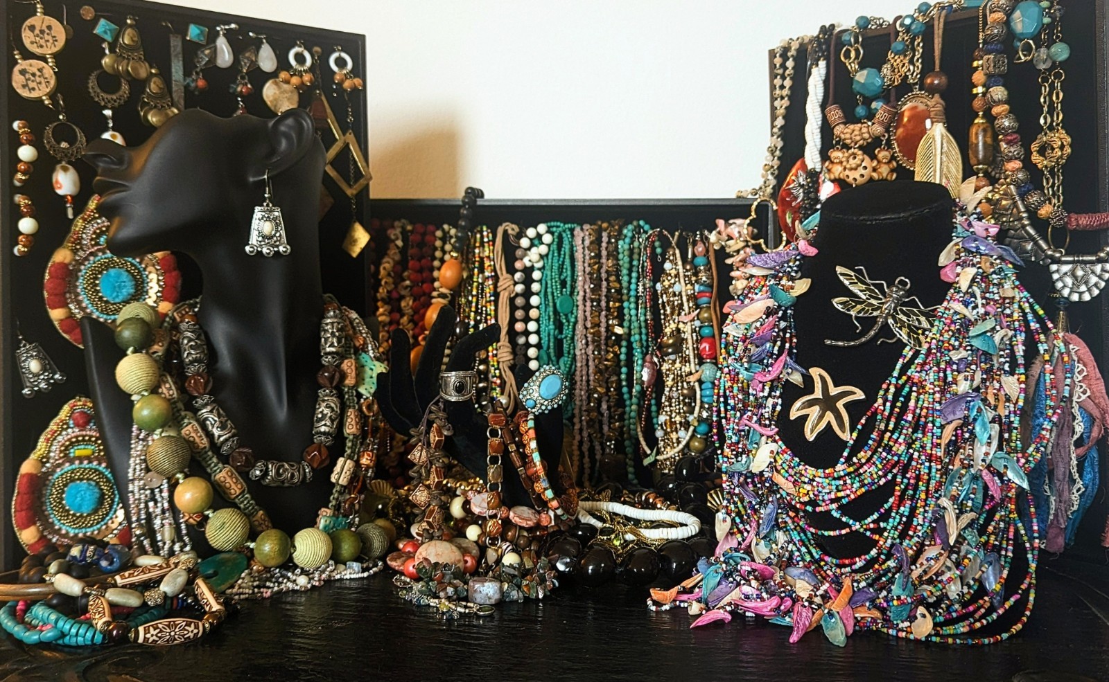 Huge Vintage to Now Artisan & Southwestern Boho Jewelry Lot- 84 pieces Untested