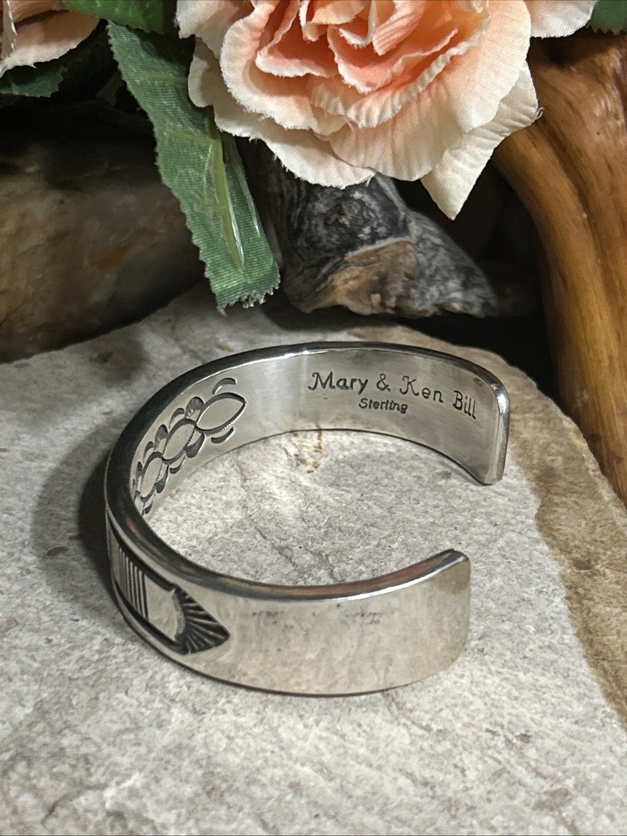 ナバホ族アーティスト　メアリー&ケン.ビル　バングル 31. Mary & Ken Bill 925 Navajo Patterned 16.6mm wide Cuff bracelet