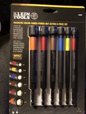 Klein Tools Impact-Rated Nut Driver Set Magnetic Color Coded Power Nut Setter 6