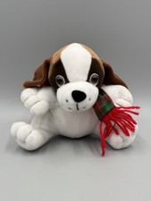 Small Brown White Puppy Dog Plush 5.5 Stuffed Animal W/ Red Sack Hug Luv