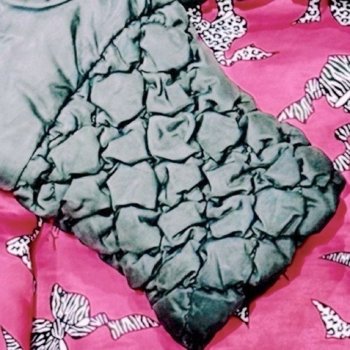 ๐ค BETSEY JOHNSON Gray Puffer Coat | Sz L | Faux Fur Hood | Pink Leopard Lining - Picture 4 of 4