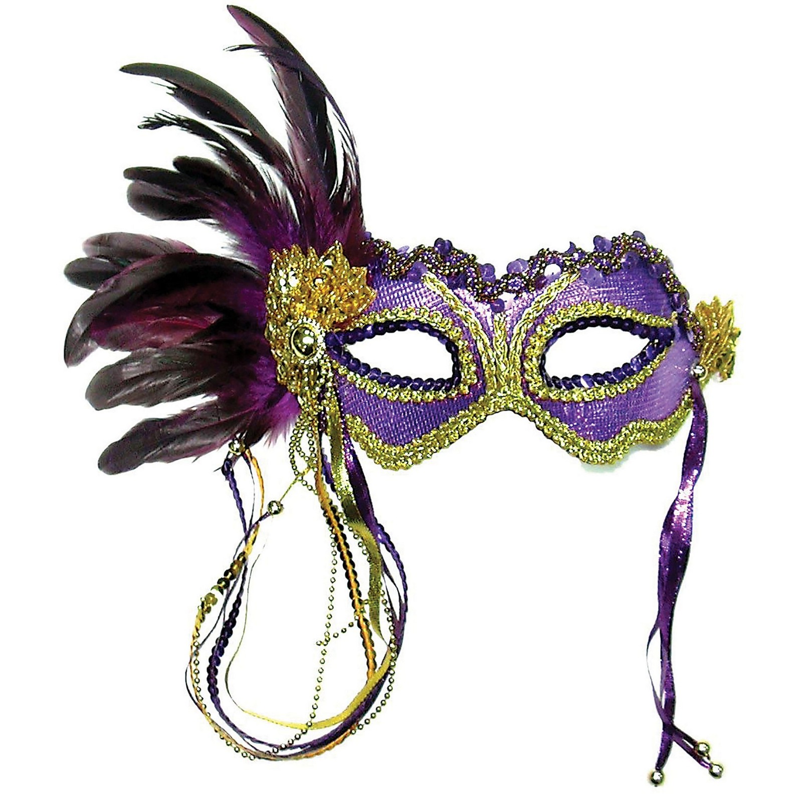 Bristol Novelty Antifaz metalizado con pluma lateral para chica mujer (BN926)