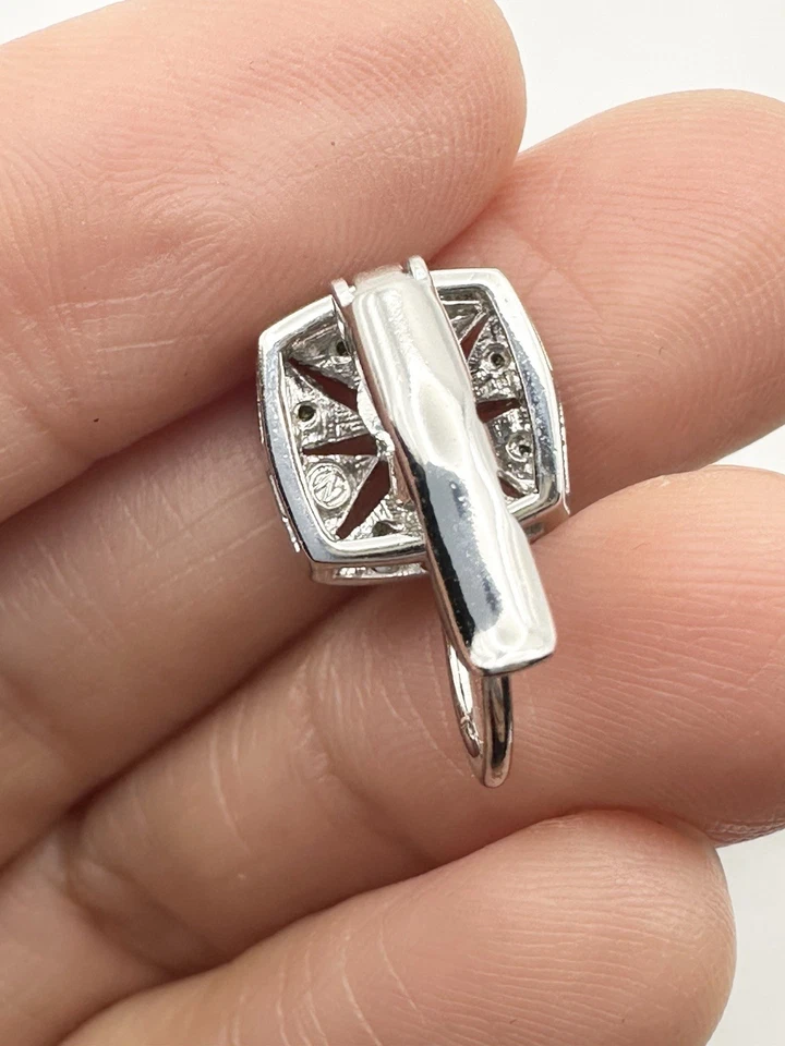 Nadri Rhodium Plated Square Lever Back Earrings - Image 4 of 4