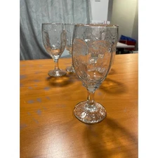 Libbey Chivalry Hock Water Wine Glass Clear Glass Textured Stem Barware 5 pcs