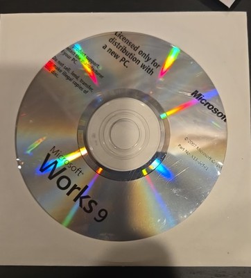Microsoft Works 9 Installation CD 9.0 Dell Software Vintage 2007 Microsoft Corp
