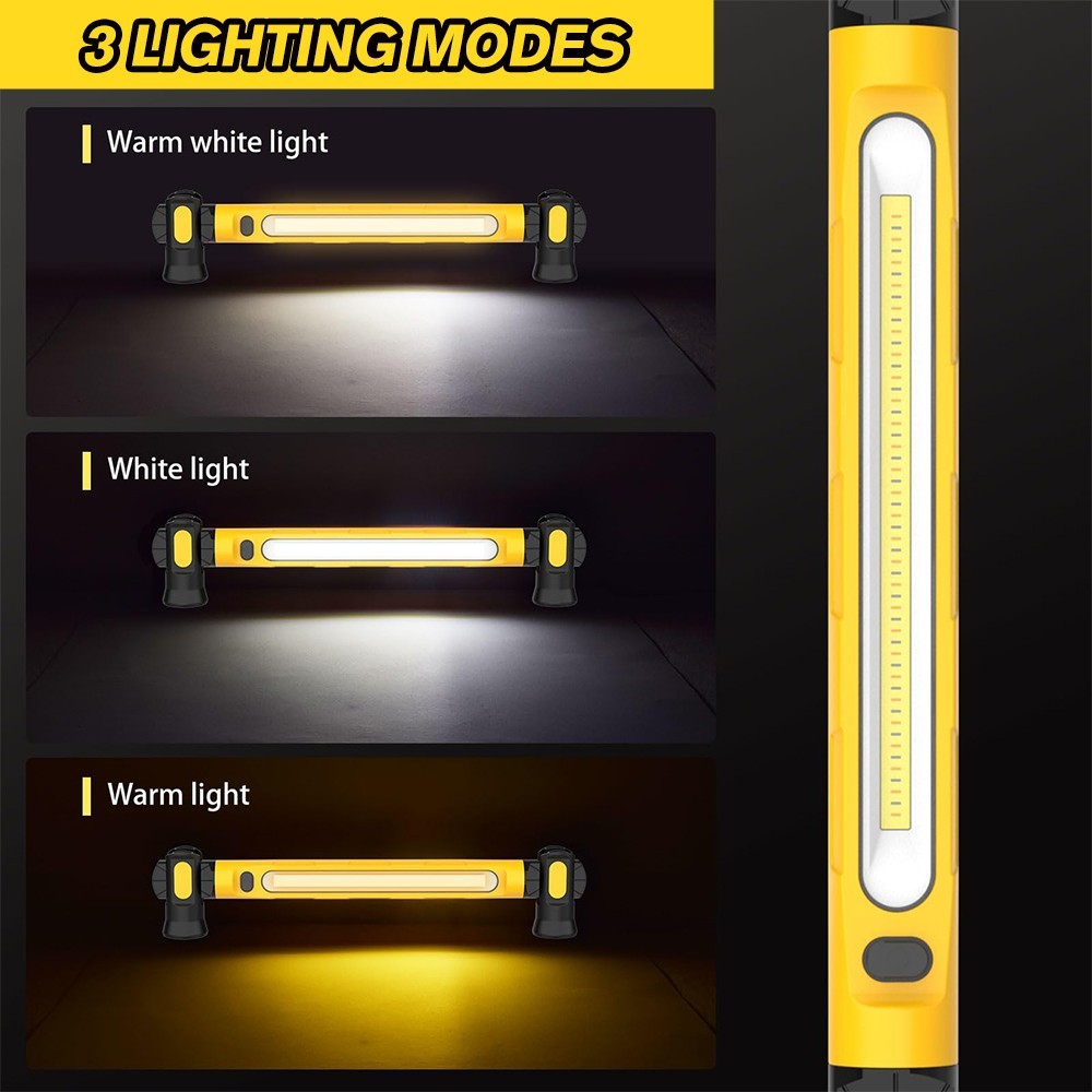 Under Hood Work Light Bar 3000LM LED Magnetic Light Bar with Hooks Rechargeable