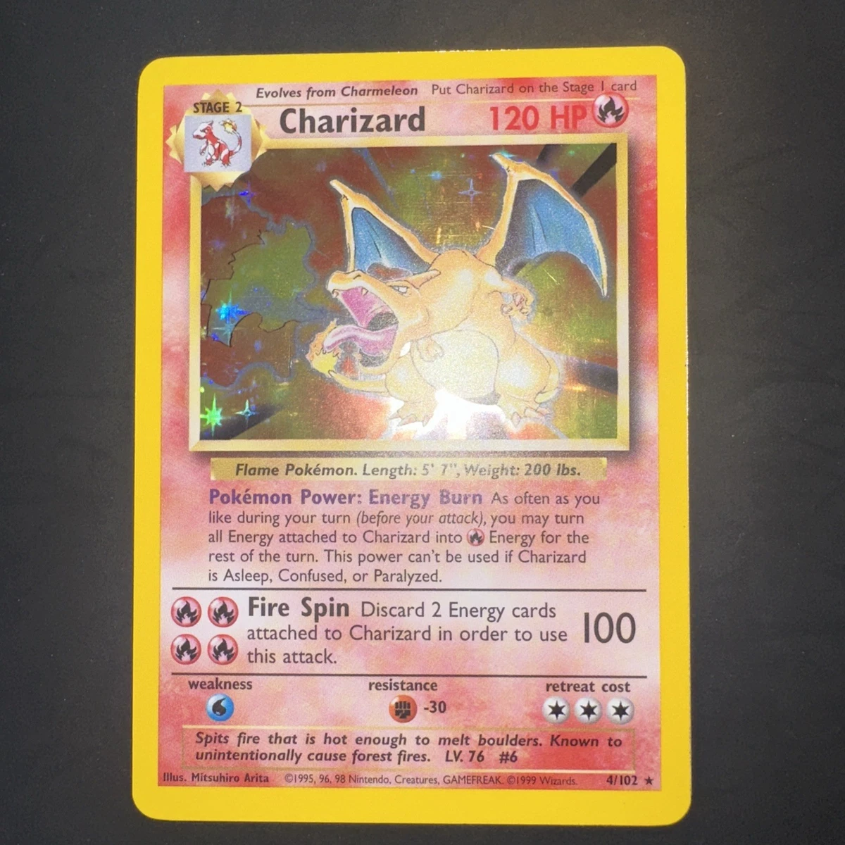Charizard Pokémon TCG Near Mint or Better Base Set Individual