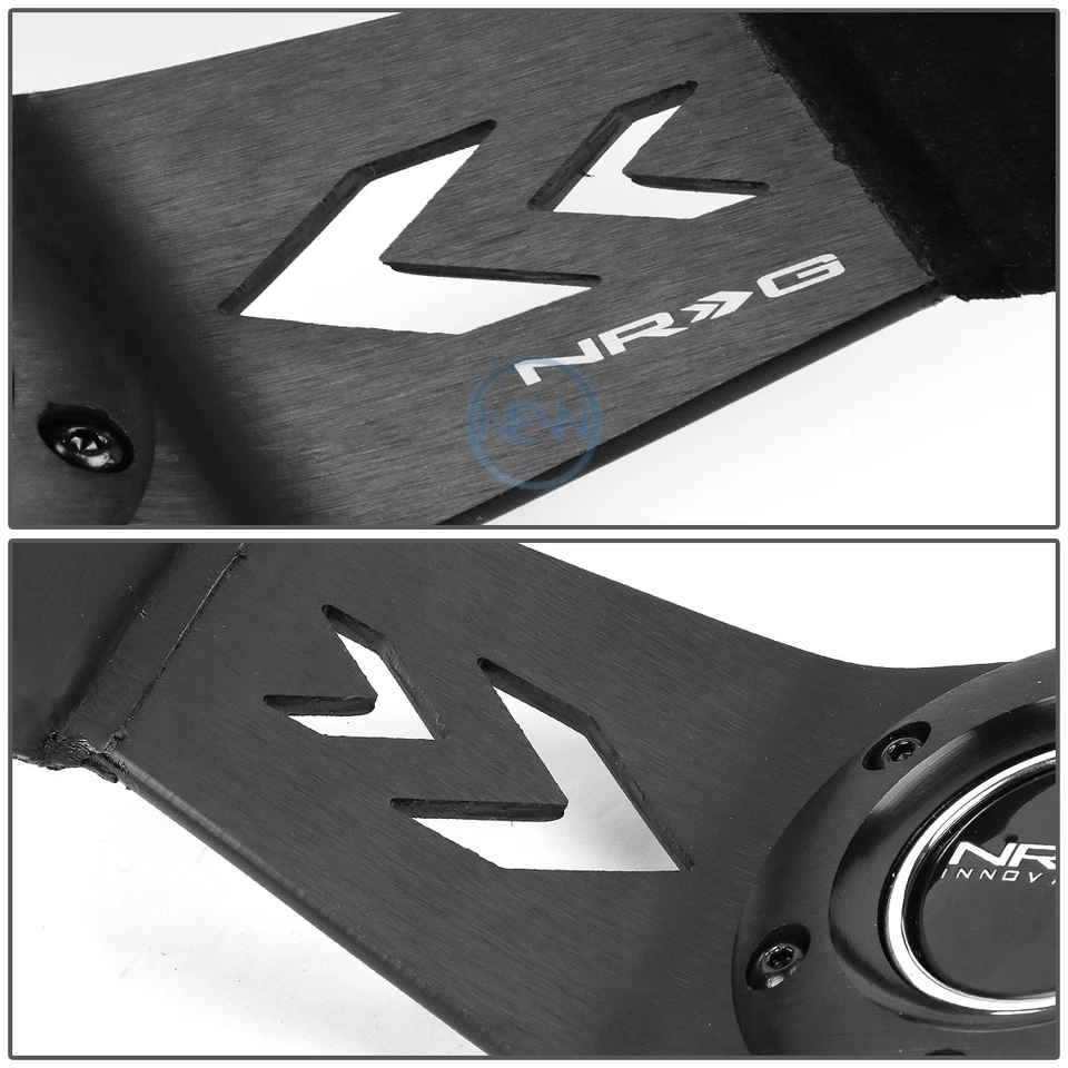 NRG 350mm 3" Plato Profundo 6 Pernos Amarillo Aluminio Gamuza Volante + Botón Bocina Foto 3 de 4