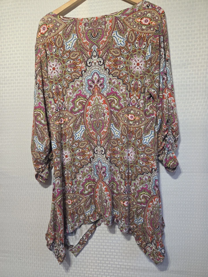 Top túnica de cachemira Grace Elements XL para mujer dobladillo asimétrico 3/4 acanalado... Foto 2 de 4