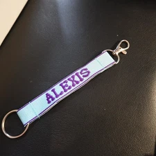 Alexis Lanyard Key Strap Keychain Personalized Novelty Name Gift Blue Purple