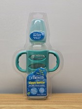 New Dr. Brown's Natural Flow Milestones Baby Sippy Bottle Silicon Handles 8 oz