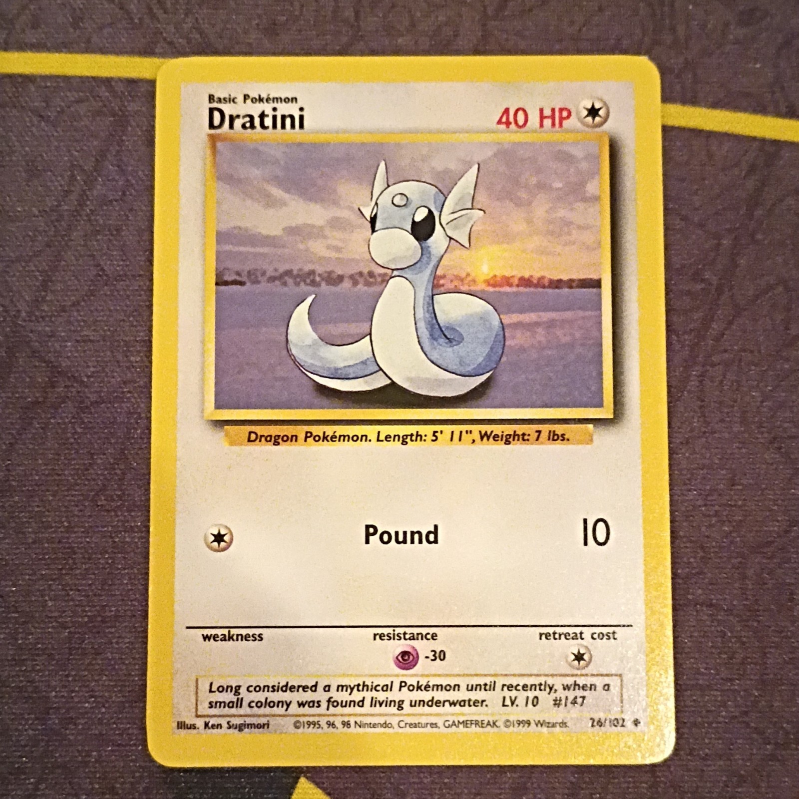 Wizards of the Coast Pokemon TCG Base Set Dratini 26/102 1999 40 HP Common Eng