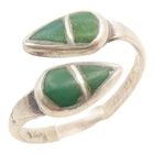 925 Sterling Silver Vintage Ring Modernist Turquoise Bypass Band  Sz 5  RG35918