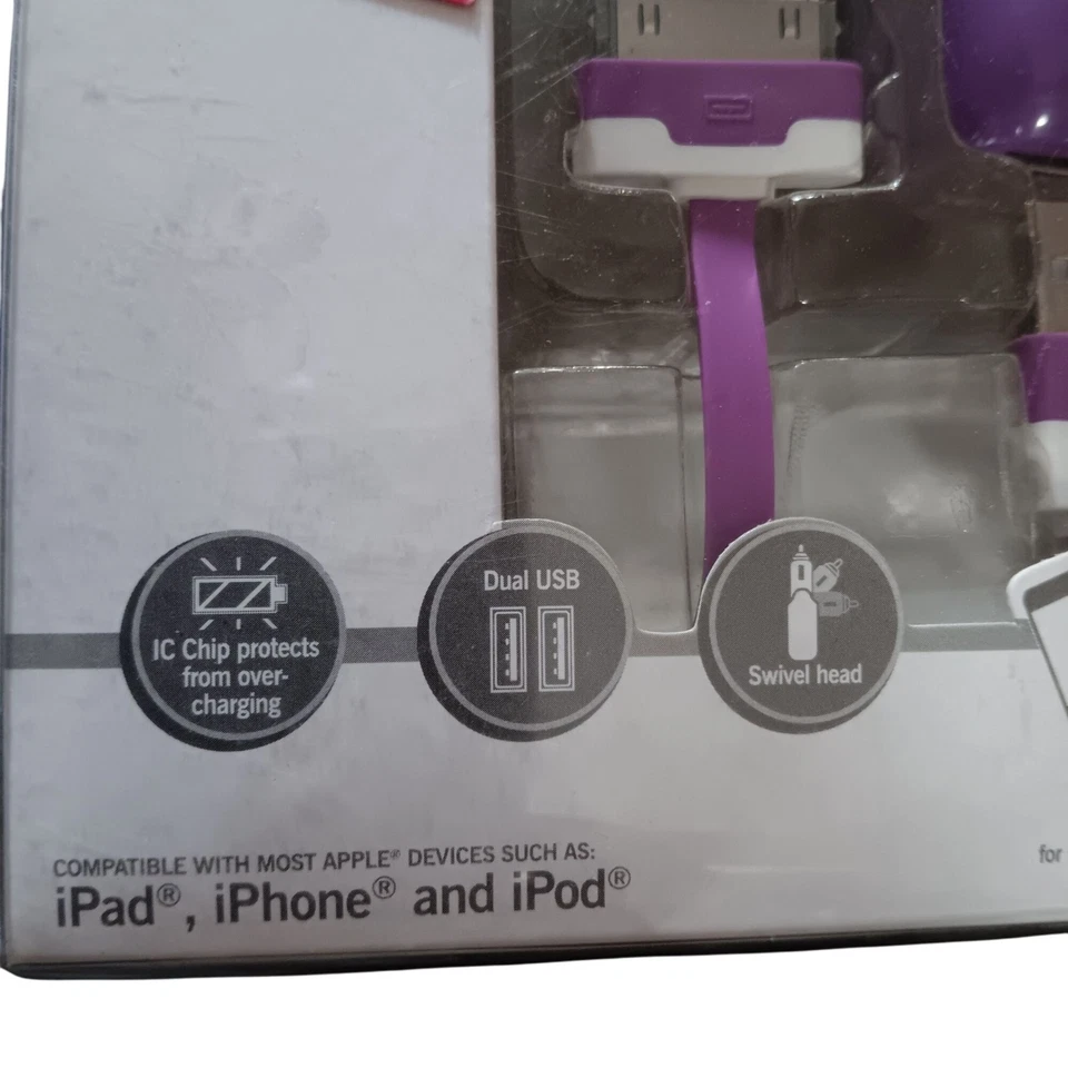 Cargador de vehículo Case Logic púrpura doble USB para iPad/iPhone/iPod Foto 4 de 4