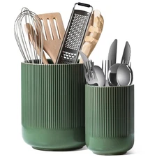 Utensil Holder, 7.3"+5.4" Ceramic Kitchen Utensil Holder for Countertop, Larg...