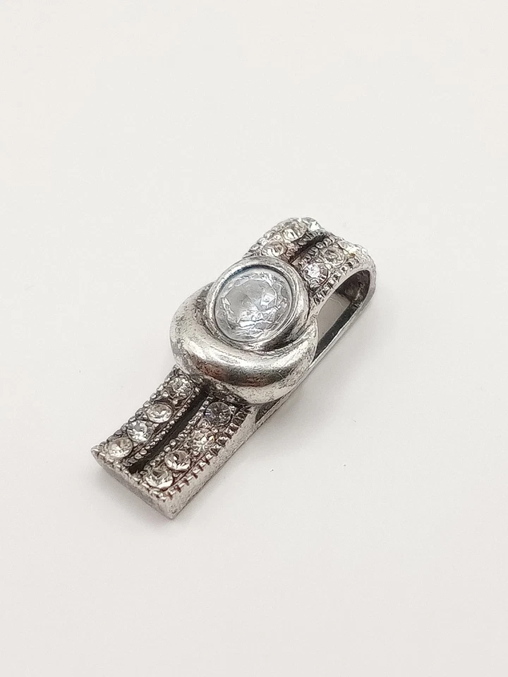 Collana Donna Ciondolo Art Decò Retrò Vintage Argento 925 Zirconi - Immagine 4 di 4