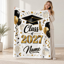 Personalized Class Of 2027 Graduation Coral Fleece Blanket