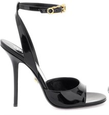 VERSACE Black Safety Pin Ankle-Strap Sandal P...