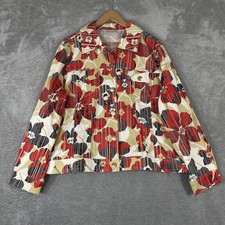 Drapers & Damons Floral Jacket Womens Large Red Abstract Print Gold Chain Detail