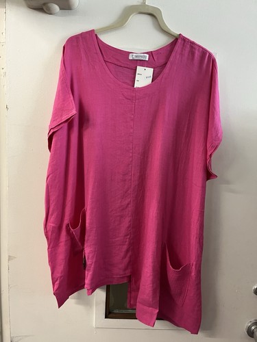 TRANSPARENTE , Plus Size Women’s 100% Linen Big Shirt. Made In Italy . NWT - 第 10/13 張圖片