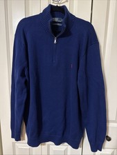 Men  s Polo Ralph Lauren Blue 1/4 Zip Pullover Sweater Size XLT Tall Classic Prep