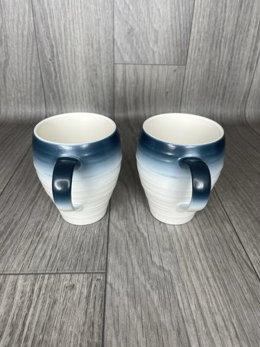 Mikasa SWIRL OMBRE GRAPHITE Pair Of Mugs Blue Teal Green - Picture 3 of 7