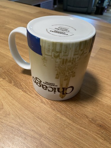 Starbucks Coffee Collector Series Mug Chicago 2009 16oz White Blue - Picture 8 of 9