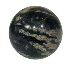 Granite Marble Polished Orb Heavy Sphere Ball Dark Blue 4” Decorative Vintage