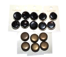 LaMode Assorted Solid Antique Gold/Silver Colored Round Shank Buttons - Lot of 8
