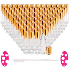100 Pack,10ml Roller Bottles for Essential Oils Applicator Clear Glass Bottle...