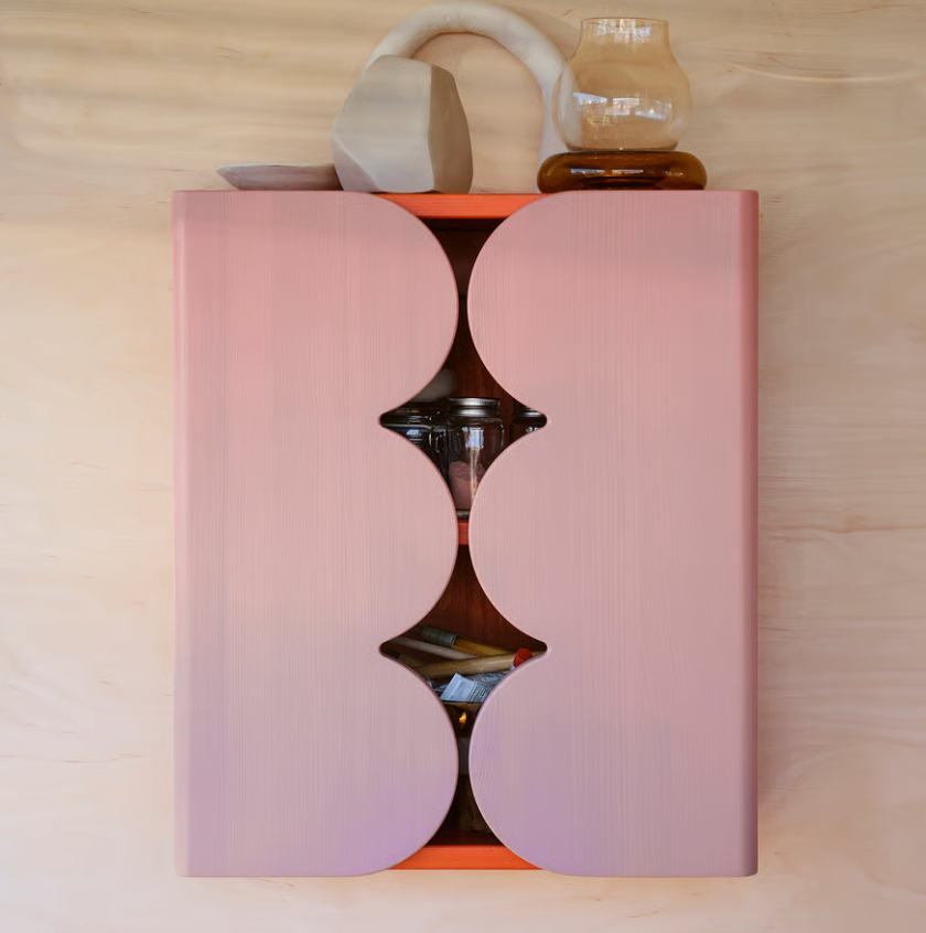 IKEA　OMMJANGE　オッミェンゲ　キャビネット　限定コレクション　完売品 IKEA OMMJANGE Cabinet w 2 Doors and 1 Shelf, Pink Orange Stained