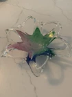 Vintage Murano Italy Rainbow Art Glass Starfish Bowl Hand Blown Pulled Abstract