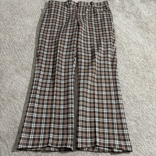 Vintage 60s sears Kings Road Double knit perma-prest plaid Pants Mens 36 X30 - Picture 3 of 6