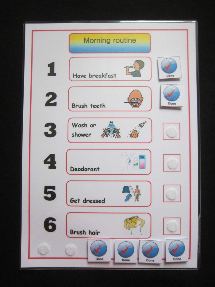 Morning Routine A4 Wall Chart/Schedule -Autism/Visual Communication Aid ...