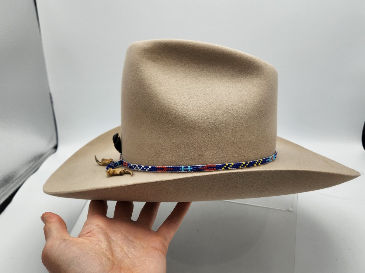ジョン・B・ステットソン Vintage John B Stetson 6 7/8 XXXXX 5X Cowboy Hat Tan/Beaded