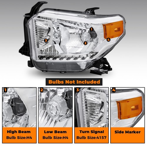 Left & Right Chrome Headlights Front Lamps Halogen For 2014-2021 Toyota Tundra - Bild 2 von 13