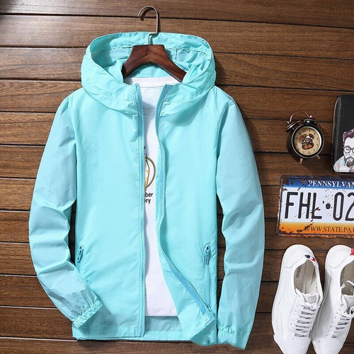 Men‘S Lightweight Windbreaker Hooded Sun Protection Jacket Breathable Outwear - Picture 5 of 33