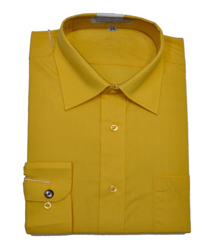 Herren Gold Gelb Farbe Langarm Hemd (14 1/2 32-33)
