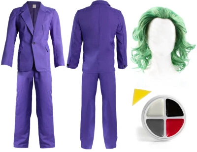 CLOWN PURPLE SUIT MOVIE HALLOWEEN COSPLAY OUTFIT MENS FILM COSTUME COMIC BOOK - Image 1 of 4