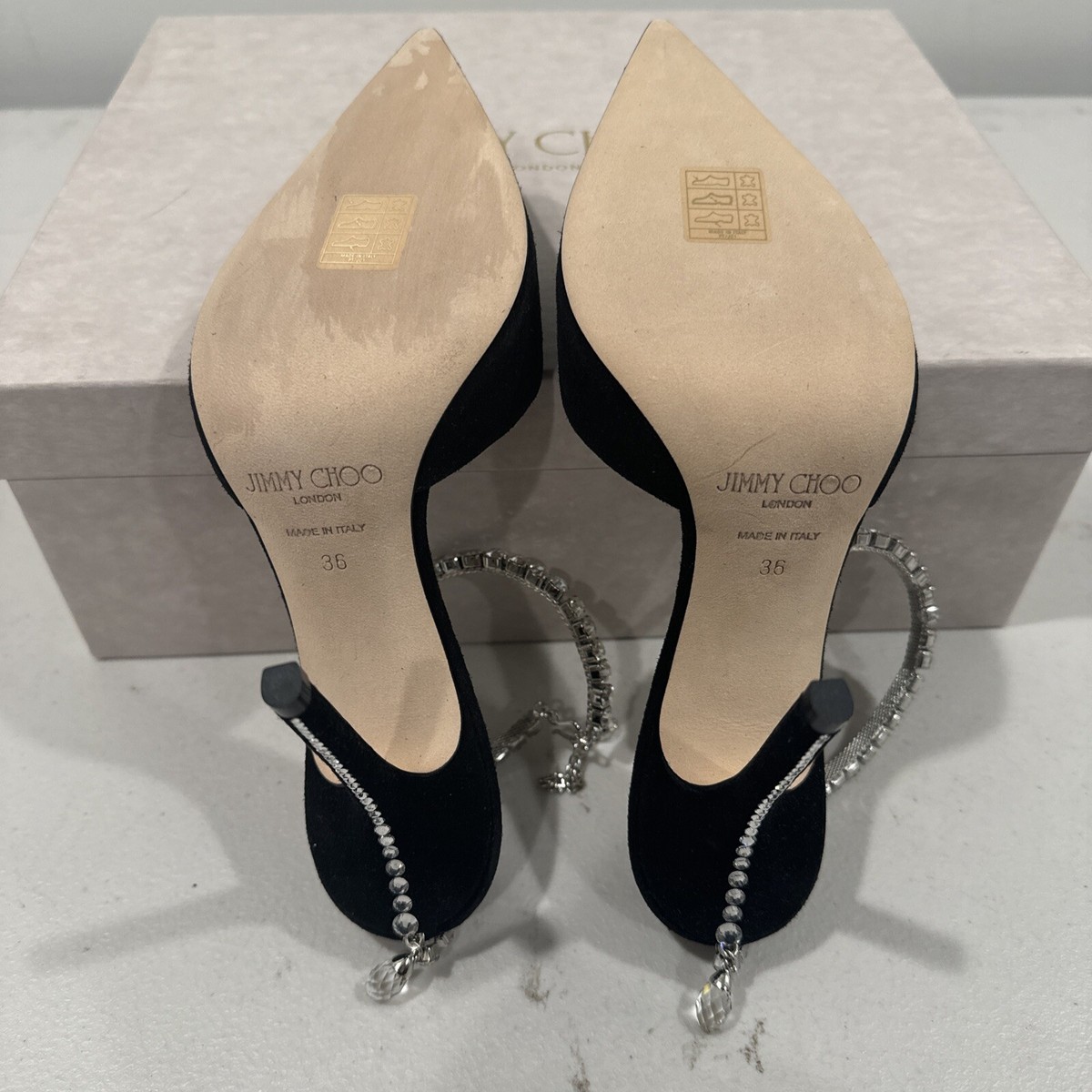 Jimmy choo saeda 100 Black Suede Pumps with Crystal Embellishment