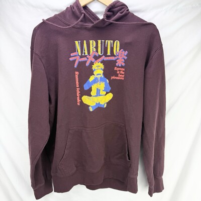 Naruto Shippuden Hoodie Ichiraku Ramen Sweatshirt Mens Medium Maroon Y2K