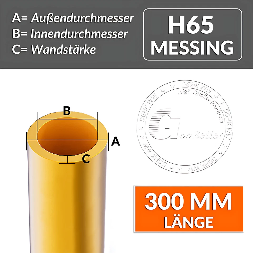 Messing Rohr Messingrohr Rundrohr Außen 1mm-80mm 300mm Länge 0,2-5 mm Wandstärke - Bild 2 von 4